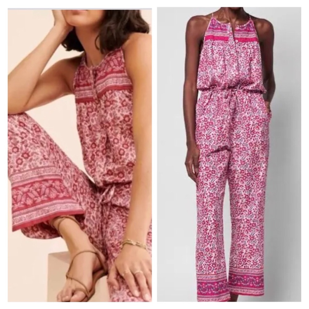 Faherty Adell  Pink Printed Halter Jumpsuit